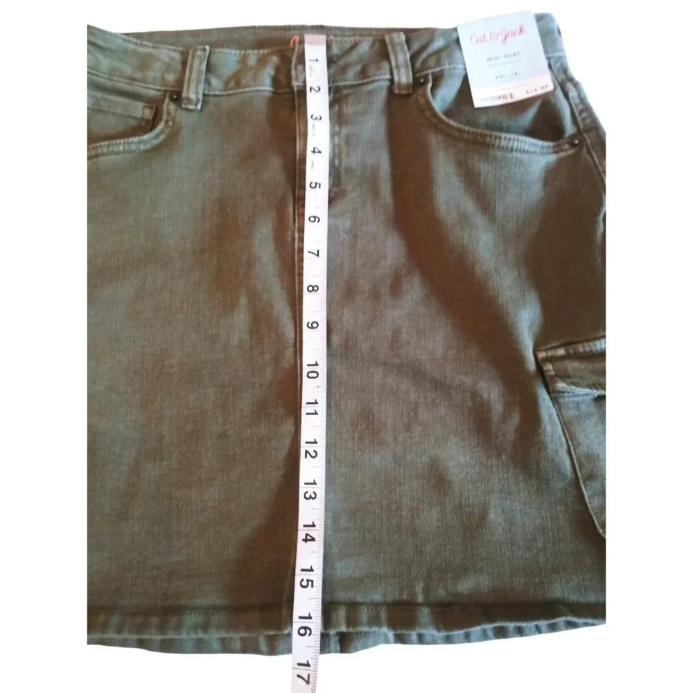 NWT Girls' Cat & Jack Midi Cargo‎ Jean Skirt Adjustable Waist SIZE XXL 18